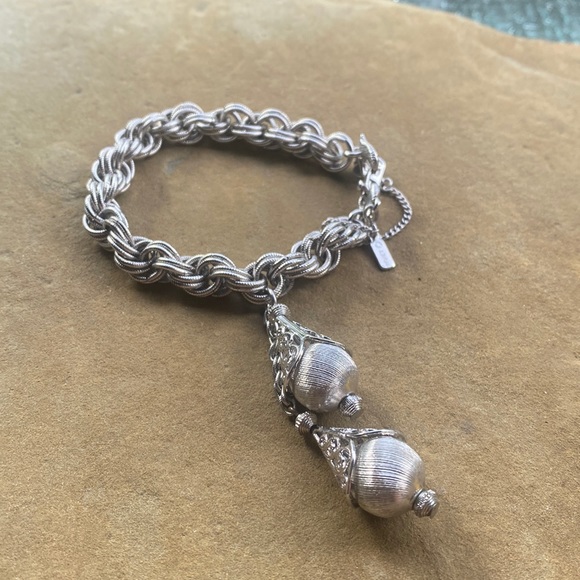 Vintage Monet Bolero Silver Rope Statement Bracelet